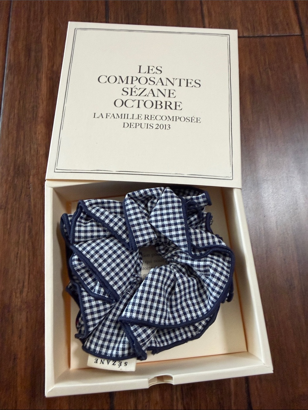 Navy Gingham Scrunchie
